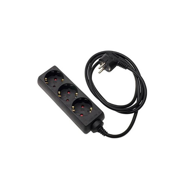 Schuko | 3-Fach Verteiler | 1,5mm² | Plastik| schwarz