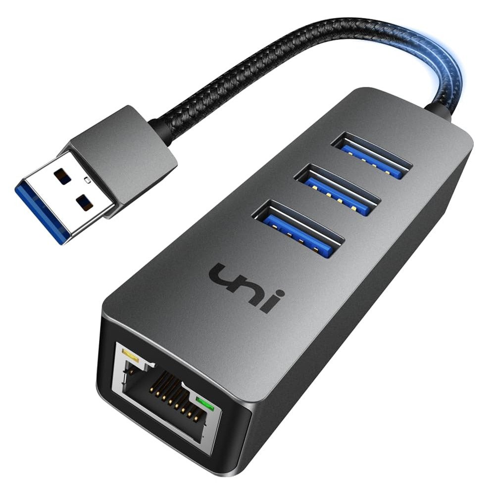 Uni | USB 3.0 Ethernet Hub | 3x USB 3.0 | 1x RJ45